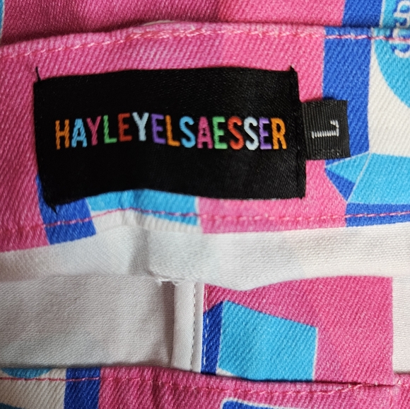 Hayley Elsaesser Novelty Half & Half Bright Pink and Blue Miniskirt Size Large - Picture 4 of 10